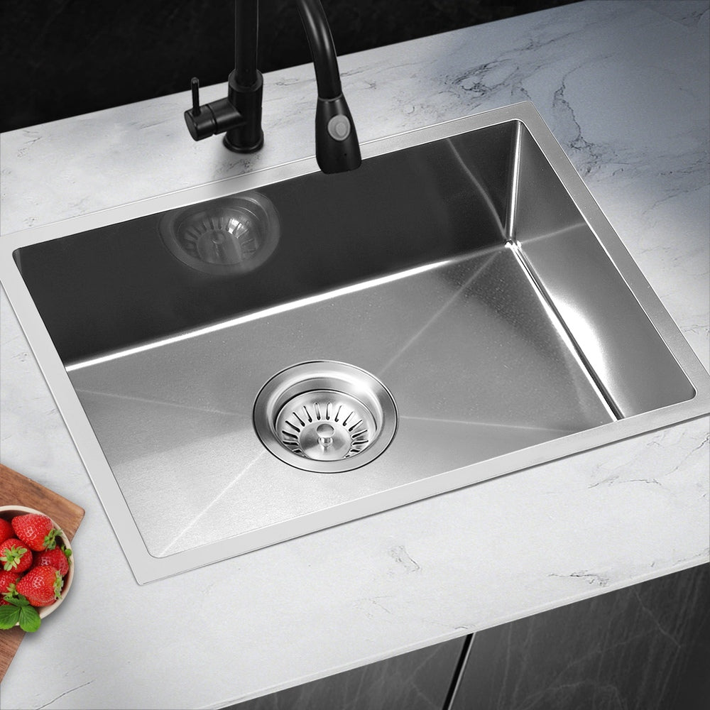 Welba 45X30CM Stainless Steel Sink Single Bowl with Waste Silver