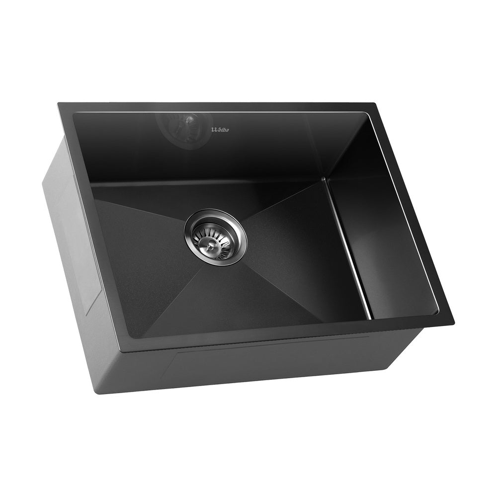 Welba 58X44CM Stainless Steel Sink Single Bowl with Waste Black