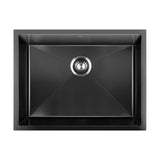 Welba 58X44CM Stainless Steel Sink Single Bowl with Waste Black - Front View