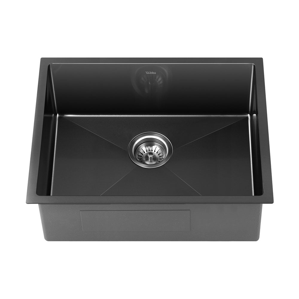 Welba 58X44CM Stainless Steel Sink Single Bowl with Waste Black