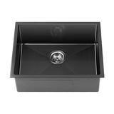 Welba 58X44CM Stainless Steel Sink Single Bowl with Waste Black - 45-Degree Angle
