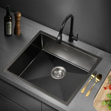 Welba 58X44CM Stainless Steel Sink Single Bowl with Waste Black - Top-Down View