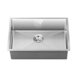 Welba 60X45CM Stainless Steel Sink Single Bowl with Waste Silver - Low Angle