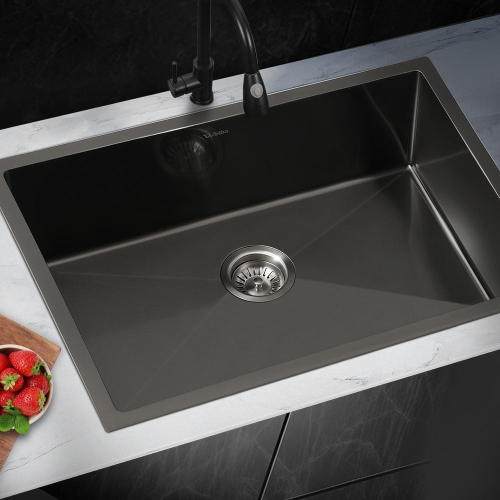 Welba 70X45CM Stainless Steel Sink Single Bowl with Waste Black