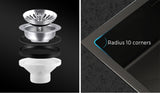 Welba 70X45CM Stainless Steel Sink Single Bowl with Waste Black