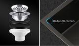 Welba 70X45CM Stainless Steel Sink Single Bowl with Waste Black - Front View