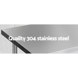Cefito 1524x610mm Stainless Steel Kitchen Bench 304 - Side View