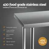 Cefito Stainless Steel Kitchen Benches Work Bench 610x457mm 430
