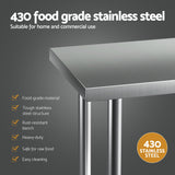 Cefito Stainless Steel Kitchen Benches Work Bench 610x457mm 430 - Top-Down View