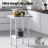 Cefito Stainless Steel Kitchen Benches Work Bench 610x457mm 430 - 45-Degree Angle
