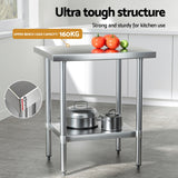 Cefito Stainless Steel Kitchen Bench Work Table 610 x760MM 430 - Top-Down View