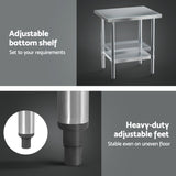 Cefito Stainless Steel Kitchen Bench Work Table 610 x760MM 430 - 45-Degree Angle