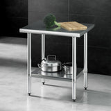 Cefito Stainless Steel Kitchen Bench Work Table 610 x760MM 430 - Rear View