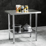 Cefito Stainless Steel Kitchen Benches Work Bench 910x610mm 430 - Close-Up Angle