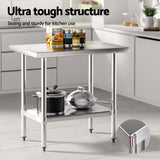 Cefito Stainless Steel Kitchen Benches Work Bench 910x610mm 430 - 45-Degree Angle