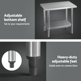 Cefito Stainless Steel Kitchen Benches Work Bench 910x610mm 430 - Rear View