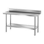Cefito 1500mm stainless steel kitchen bench with splashback and undershelf