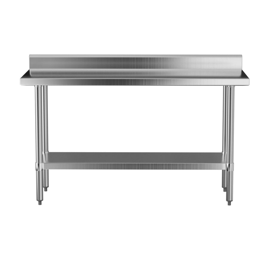 Cefito 1500mm stainless steel kitchen bench with splashback and undershelf, adjustable undershelf