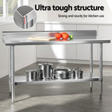 Cefito Stainless Steel  Kitchen  Bench w/ Splashback 1500x600MM 430 - 45-Degree Angle