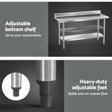 Cefito Stainless Steel  Kitchen  Bench w/ Splashback 1500x600MM 430 - Rear View