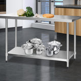Cefito 1524x610mm Stainless Steel Kitchen Bench 430 - Low Angle