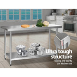 Cefito 1524x610mm Stainless Steel Kitchen Bench 430 - Top-Down View