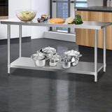 Cefito 1829x610mm Stainless Steel Kitchen Bench 430 - Low Angle