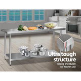 Cefito 1829x610mm Stainless Steel Kitchen Bench 430 - Top-Down View