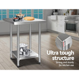 Cefito 760x760mm Stainless Steel Kitchen Bench 430 - Top-Down View