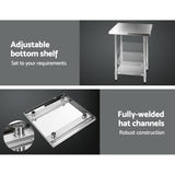 Cefito 760x760mm Stainless Steel Kitchen Bench 430 - 45-Degree Angle