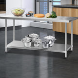 Cefito 1829x760mm Stainless Steel Kitchen Bench 430 - Low Angle