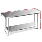 Cefito 1829x760mm Stainless Steel Kitchen Bench 430, image 2