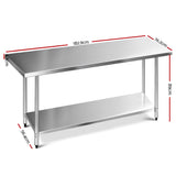 Cefito 1829x760mm Stainless Steel Kitchen Bench 430 - Front View