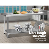 Cefito 1829x760mm Stainless Steel Kitchen Bench 430 - Top-Down View