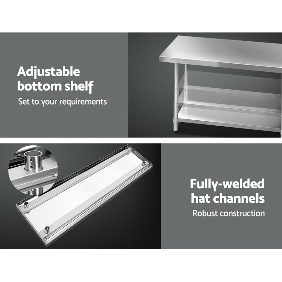 Cefito 1829x760mm Stainless Steel Kitchen Bench 430, image 5
