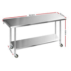 Cefito 1829x760mm Stainless Steel Kitchen Bench with Wheels 430, image 2