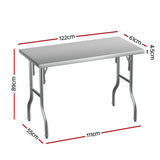 Cefito Stainless Steel Kitchen Benches Work Bench Food Foldable 430 - Front View