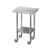 Cefito Stainless Steel Kitchen Benches Work Bench Wheels 61X46CM 430 - Side View