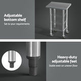 Cefito Stainless Steel Kitchen Benches Work Bench Wheels 61X46CM 430 - 45-Degree Angle