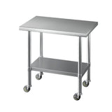 Cefito Stainless Steel Kitchen Benches Work Bench Wheels 91X61CM 430 - Side View