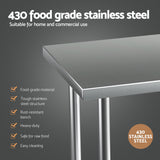 Cefito Stainless Steel Kitchen Benches Work Bench Wheels 91X61CM 430 - Top-Down View