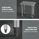 Cefito Stainless Steel Kitchen Benches Work Bench Wheels 91X61CM 430 - 45-Degree Angle