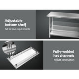 Cefito 1524x610mm Stainless Steel Kitchen Bench with Wheels 430 - 45-Degree Angle