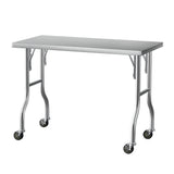 Cefito Stainless Steel Kitchen Benches Work Bench Wheels 122X61CM 430 - Side View