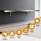Cefito Commercial Stainless Steel Wall Shelf Kitchen Storage Rack 1200x300mm - Top-Down View