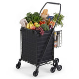 Emajin Shopping Trolley Cart Folding Aluminium Utility Cart Black - Front View