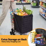 Emajin Shopping Trolley Cart Folding Aluminium Utility Cart Black - Rear View