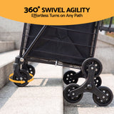 Emajin Shopping Trolley Cart Folding Aluminium Utility Cart Black - Close-Up Angle