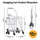 Emajin Shopping Trolley Cart Folding Aluminium Utility Cart Silver - Side View