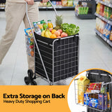 Emajin Shopping Trolley Cart Folding Aluminium Utility Cart Silver - Rear View